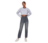 Trendyol Women's Damen Gerade Mama Hohe Taille Jeans, Gray, 14