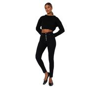 Trendyol Women's Damen Gerade Schlank Hohe Taille Jeans, Black, 10