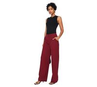 Trendyol Women's Damen Gerade Weites Bein Hohe Taille Hose Shorts, Burgundy,