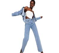 Trendyol Women's Damen Gerade Weites Bein Hohe Taille Jeans, Blue, 16