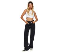 Trendyol Women's Damen Gerade Weites Bein Hohe Taille Jeans Jeans, Black,