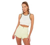 TRENDYOL Women's Ecul Recycled Ticker Crop Knitted Blouse, Ecru, Medium