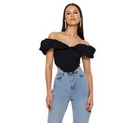 Trendyol Women's Fitted Carmen Collar Woven Bustier Bra, Black, UK 14