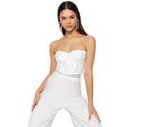Trendyol Womens Fitted Strapless Woven Bustier Bra, Ecru, 8 UK