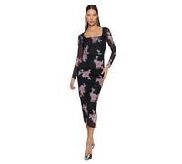 Trendyol Women's Floral Maxi Long Sleeve Casual Regular Dress, Black, XL
