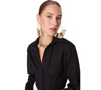 Trendyol Women's Glam Fitted Basic Shirt Collar Woven Shirt Schwarz
