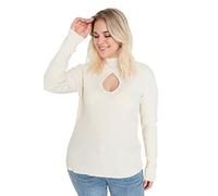 Trendyol Women's High Neck Plain Regular Plus Size Sweater Sweatshirt, Ecru, 4XL