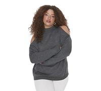 Trendyol Women's High Neck Plain Relaxed Plus Size Sweater Sweatshirt, Anthracite, 5XL UK