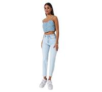 Trendyol Womens High Waist Straight Leg Mom Jeans Pants, Light Blue, 8 UK