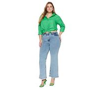 Trendyol Women's High Waist Wide Leg Plus Size Jeans Pants, Light Blue, 18