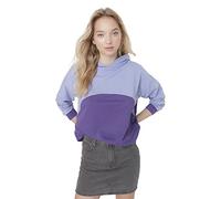 Trendyol Women's Hood Colorblock Regular Sweatshirt, Purple, XS UK