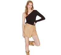 Trendyol Women's Knitted Blouse with Asymmetrical Collar Brown