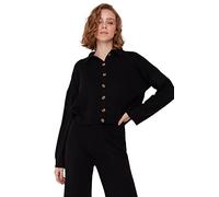 Trendyol Women's Mandarin Collar Plain Regular Sweater Sweatshirt, Black, S