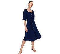 Trendyol Women's Midi A-line Regular Dress, Navy Blue, 34 UK