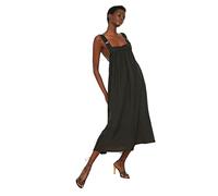 Trendyol Women's Midi Shift Relaxed fit Woven Dress, Black, 36