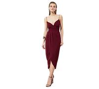 Trendyol Women's Midi Wrapover Regular Fit Woven Dress, Burgundy, 10