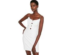 Trendyol Women's Mini Bodycon Fitted Dress, Ecru, 34 UK