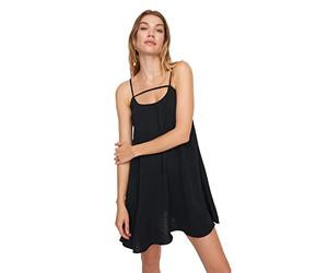 Trendyol Women's Mini Shift Regular fit Woven Dress, Black, 10