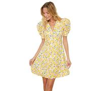 Trendyol Women's Mini Skater Regular Dress, Yellow, 34 UK