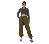Trendyol Women's Normal Waist Wide Leg Jogger Jeans Pants, Khaki, 10