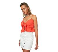 Trendyol Women's Orange Binding Frilly Blouse, red, 10