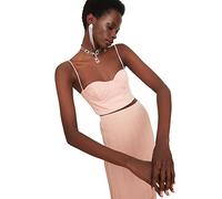 Trendyol Women's Regular fit Crop Sweetheart Woven Bustier Basic, Salmon, 38