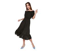 Trendyol Women's Shaped Carmen Collar Dress, Black, 8