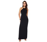 Trendyol Women's Shift Fitted Woven Evening Dress, Black, 36