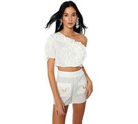 Trendyol Womens Slim Fit Basic Asymmetrical Collar Woven Blouse Shirt, Ecru, 10 UK