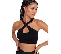 Trendyol Women's Sportswear Crop Asymmetrical Collar Knit Sports Bra, Black, XS/S