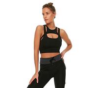 Trendyol Women's Sportswear Crop Halterneck Knit Sports Bra, Black, XS