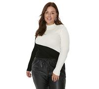 Trendyol Women's Standing Collar Colorblock Regular Plus Size Sweater Sweatshirt, Black, XXL