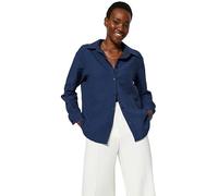 TRENDYOL Women's Straight Long Sleeve Plus Size Shirt, Navy, S