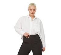 Trendyol Women's Straight Long Sleeve Regular Plus Size Shirt, White, 28