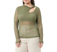 Trendyol Women's Straight Long Sleeve Slim Blouse, Khaki, Large