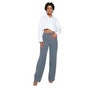 TRENDYOL Women's Straight Wide Leg Regular Waist Pants, Indigo, 10