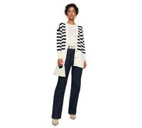 Trendyol Women's Striped Long Sleeves Relaxed Hijab Cardigan Sweater, Stone, L