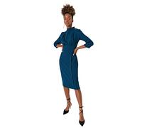 Trendyol Women's Trendyol Woman Regular Bodycon Standing Collar Woven Dress, Blue, 10 UK