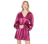 Trendyol Women's Trendyol Woman Relaxed Skater V-neck Woven Dress, Pink, 34 UK