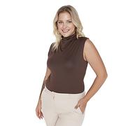 Trendyol Women's Trendyol Woman Slim Bodycon High Neck Knit Plus Size Bodysuit Shirt, Brown, 3XL UK
