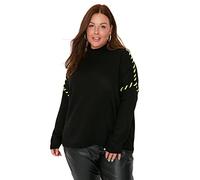 Trendyol Women's Turtleneck Plain Regular Plus Size Sweater Sweatshirt, Black, XL