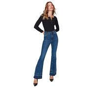 Trendyol Women's Woman Flare Jeans, Navy Blue, 38