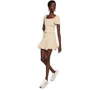 Trendyol Women's Woman Mini Skater Regular fit Woven Skirt, Beige, L