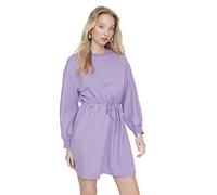 Trendyol Women's Woman Regular Shift Crew Neck Knit Dress, Lila, XS