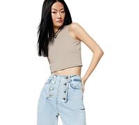 Trendyol Women's Woman Slim fit Basic Crew Neck Knit Singlet Shirt, Mink, XS