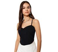 Trendyol Women's Woman Slim fit Basic Sweetheart Knit Bustier Bra, Black, XS