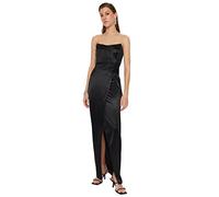 Trendyol Women's Wrapover Shift Fitted Knit Evening Dress, Black, 14
