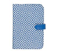 Trendz Fashionable PU Leather Patterned Geometric Passport Cover with Popper Closure, 17 cm, Navy Blue
