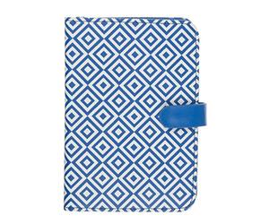 Trendz Fashionable PU Leather Patterned Geometric Passport Cover with Popper Closure, 17 cm, Navy Blue