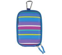 Trendz Zipped Hard Case Cover Bag with Belt Loop and Carabiner for Universal Compact Digital Cameras (Usable Size Approx.: H 110 x W 70 x D 28 mm) - Candy Striped